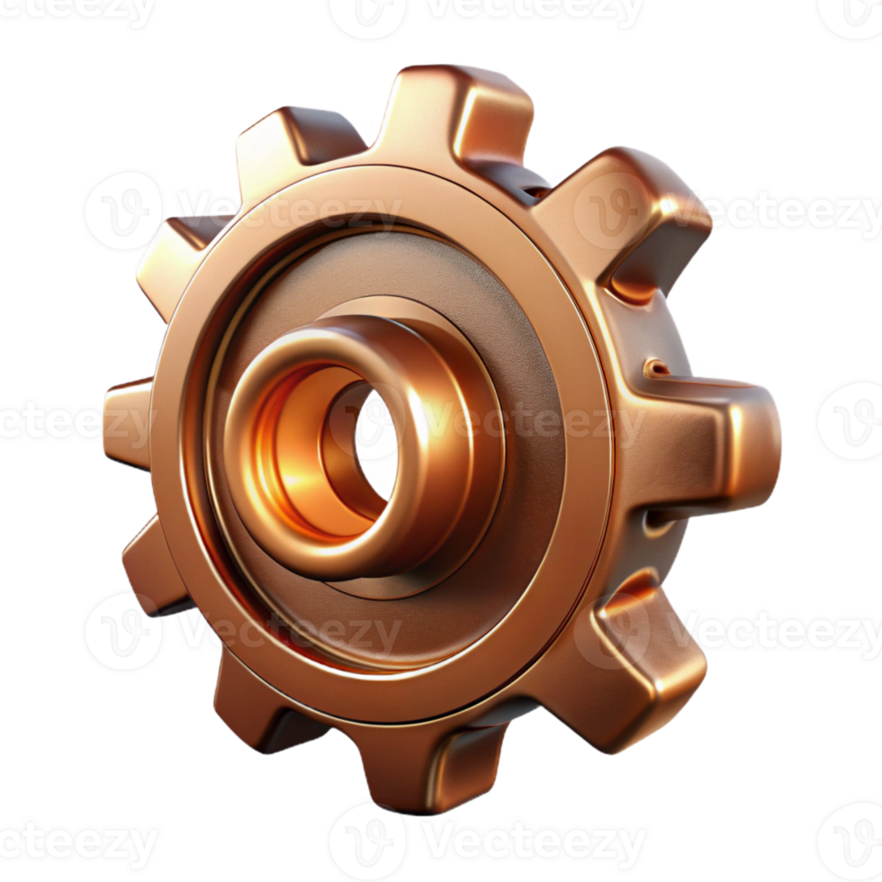 vibrant mysterious urban Steampunk gear cog with intricate teeth and copper finish with Transparent Background impeccable png