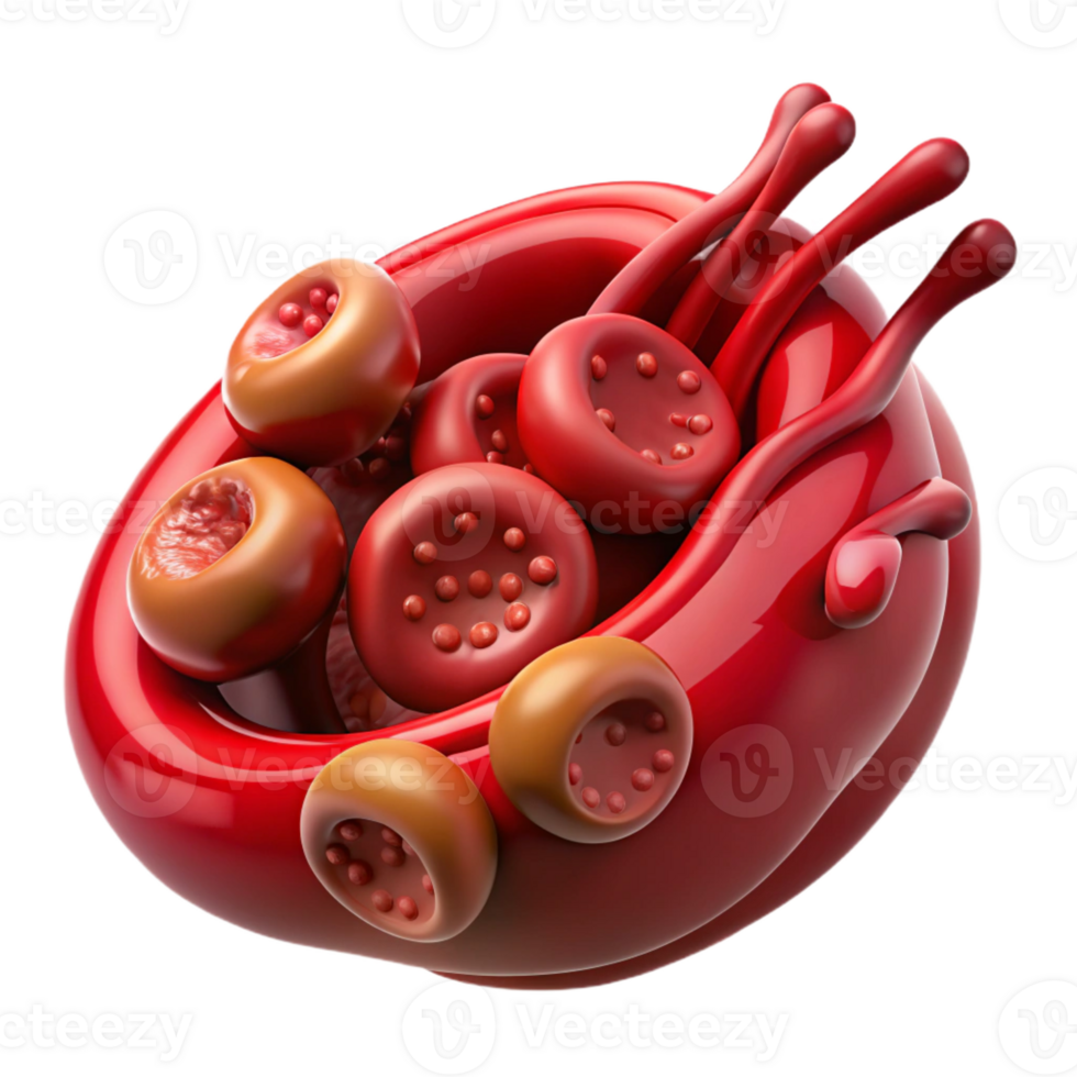 impressive classic Hyper-specific, photorealistic render of a biomechanical blood vessel with nanobots, isolated cutout with Transparent Background high quality png