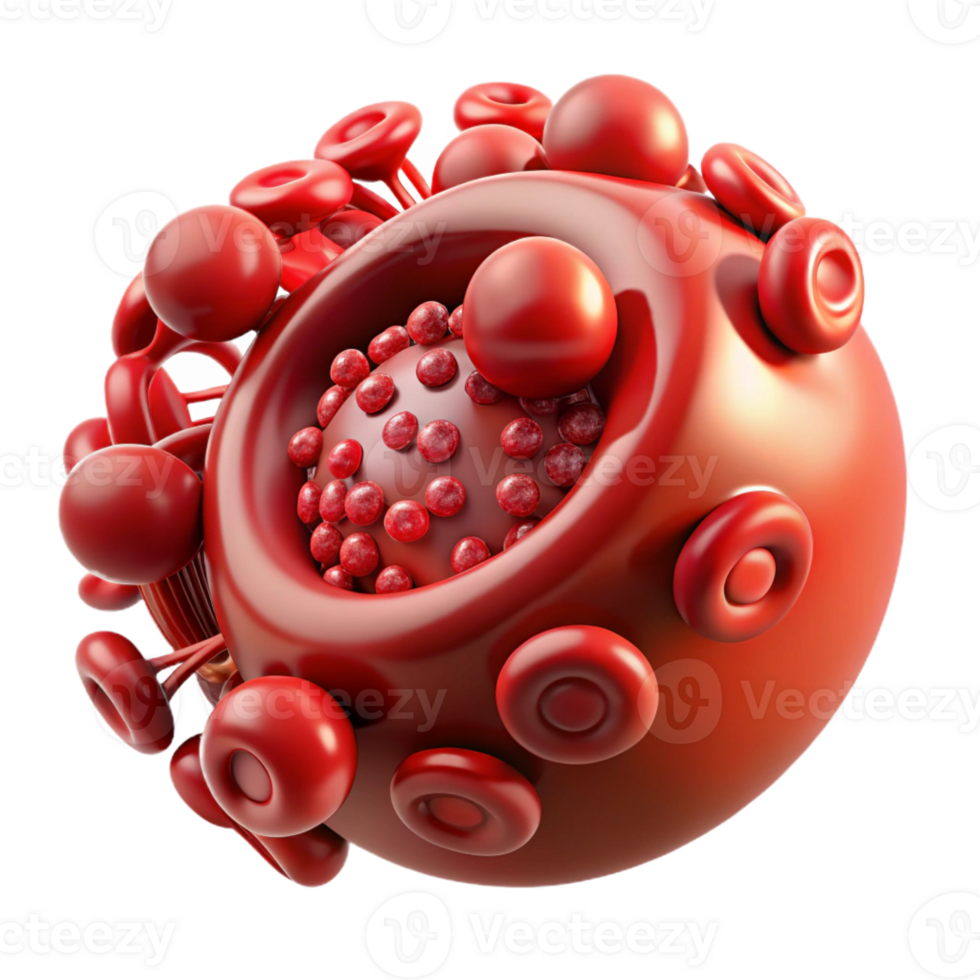 mysterious dazzling Hyper-specific, photorealistic render of a biomechanical blood vessel with nanobots, isolated cutout with Transparent Background 4K png