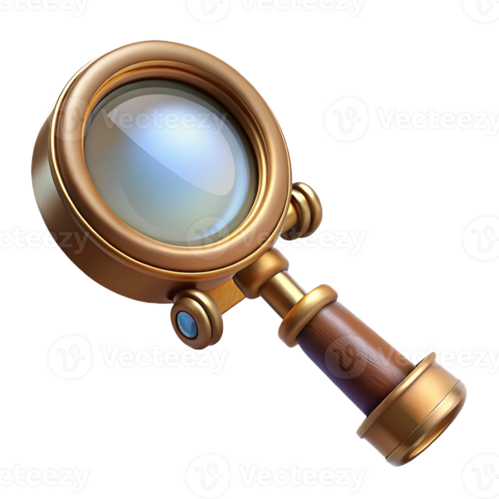 wonderful elegant Steampunk monocle with a brass frame and magnifying lens with Transparent Background studio quality png
