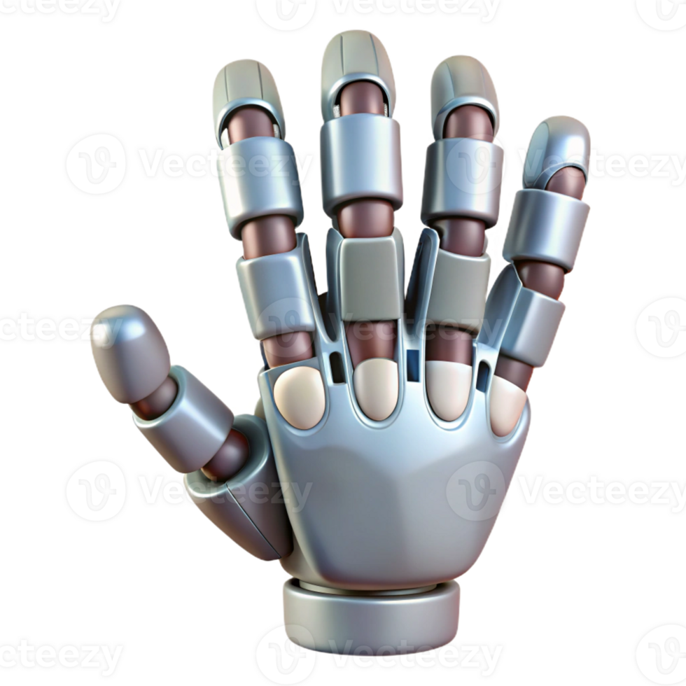 passionate picturesque Concept art style, professional render of a biomechanical hand with articulated fingers, isolated cutout with Transparent Background 8K png