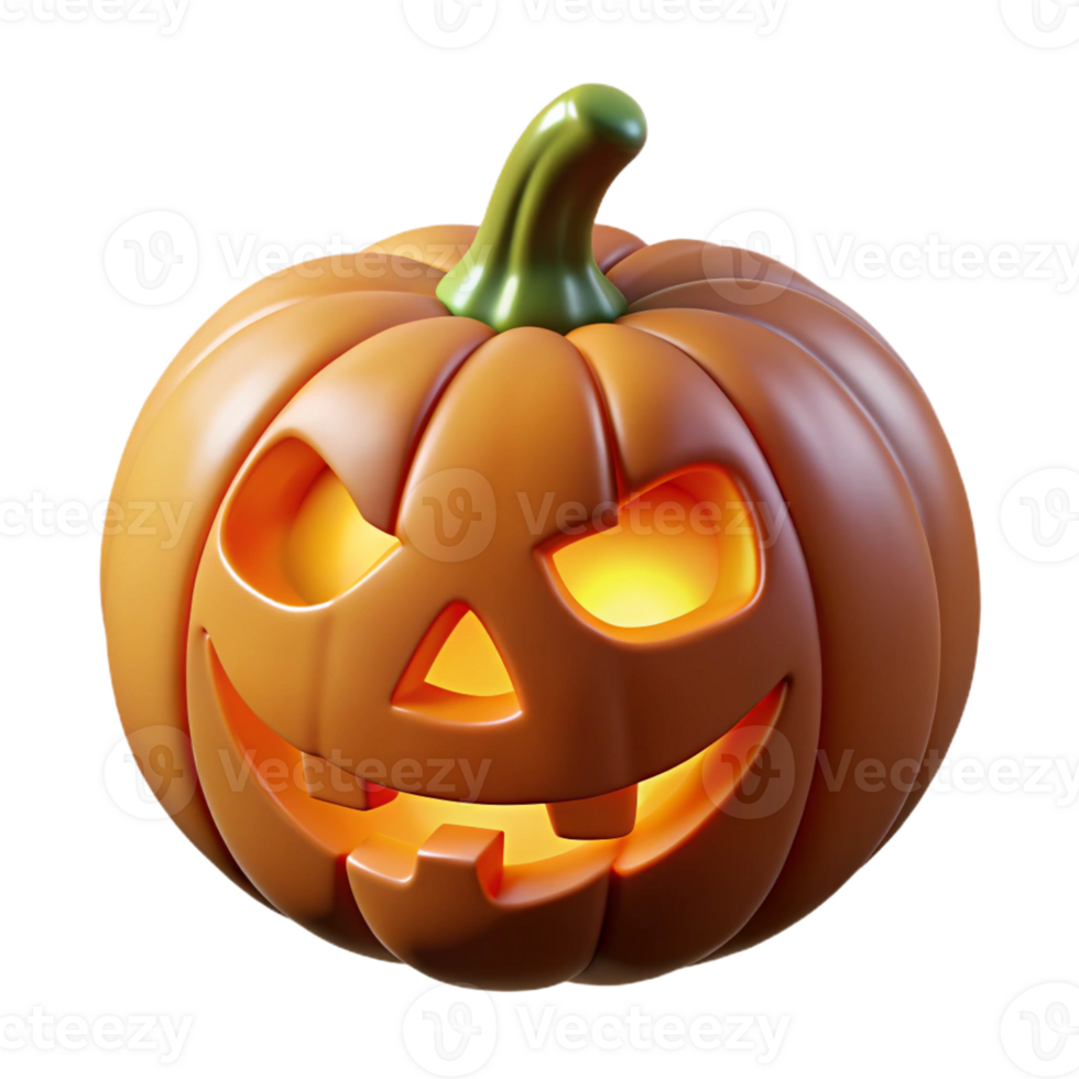 splendid dreamy rustic A spooky jack-o'-lantern, carved face, glowing inside with Transparent Background 4K png