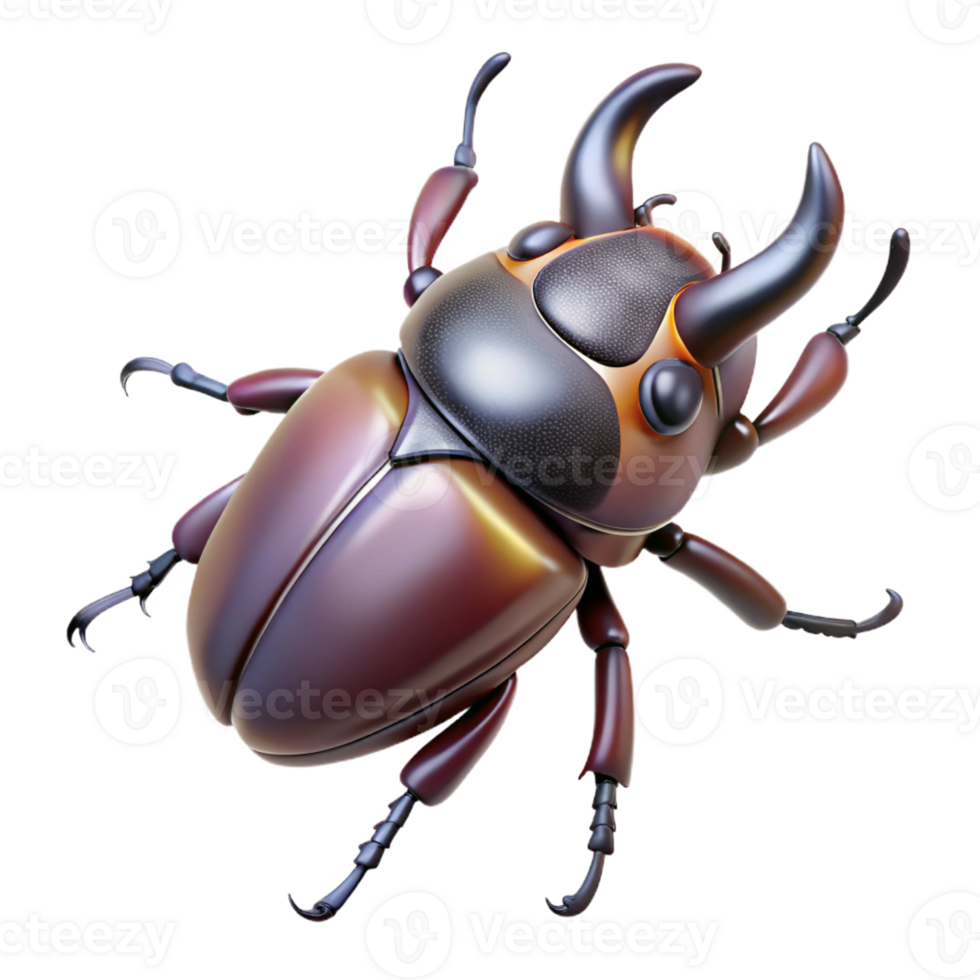 exemplary rustic Hyper-specific, isolated cutout concept art style professional render of a single rhinoceros beetle with Transparent Background crisp png