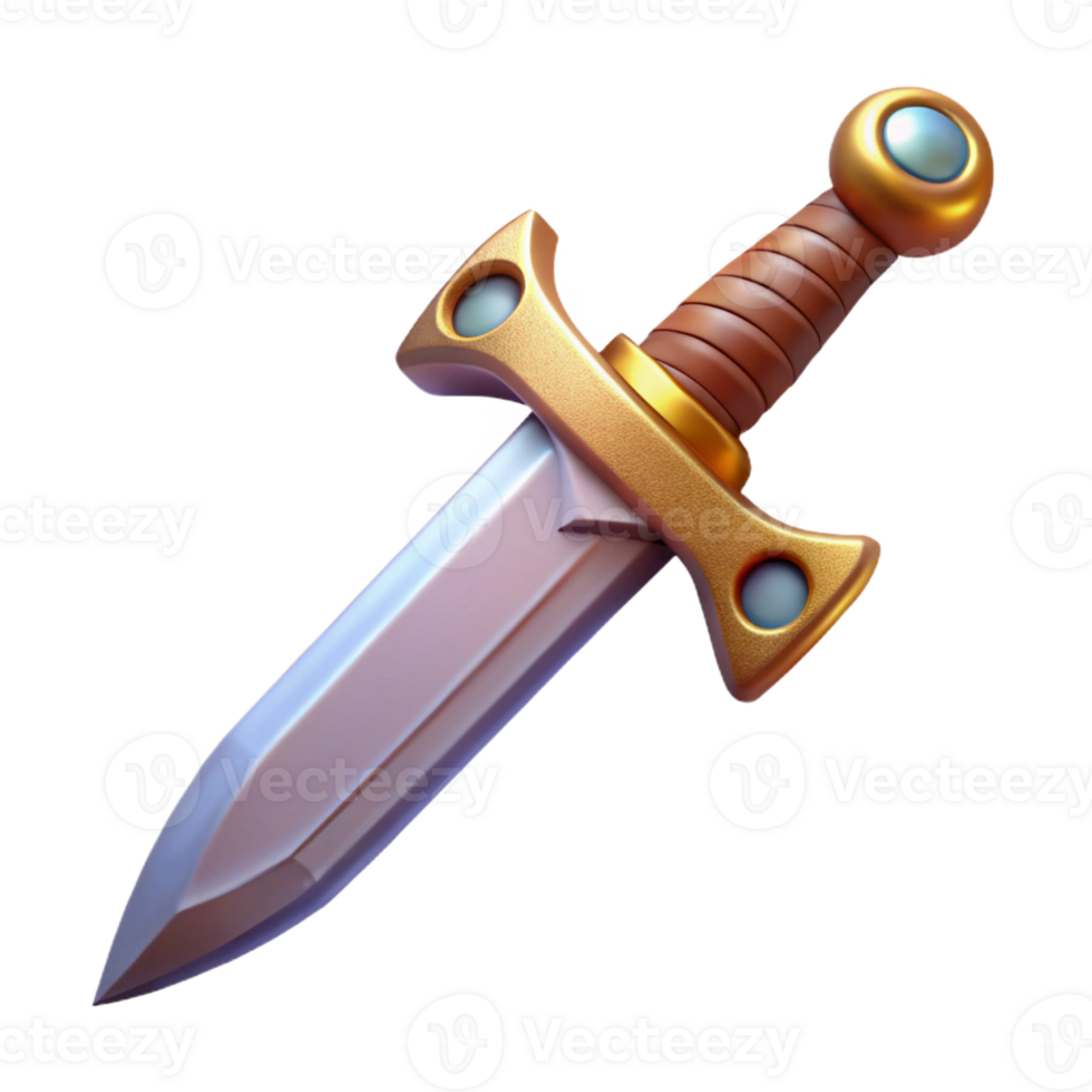 gorgeous bold surreal A detailed dagger, ornate hilt, sharp blade with Transparent Background fine detail png