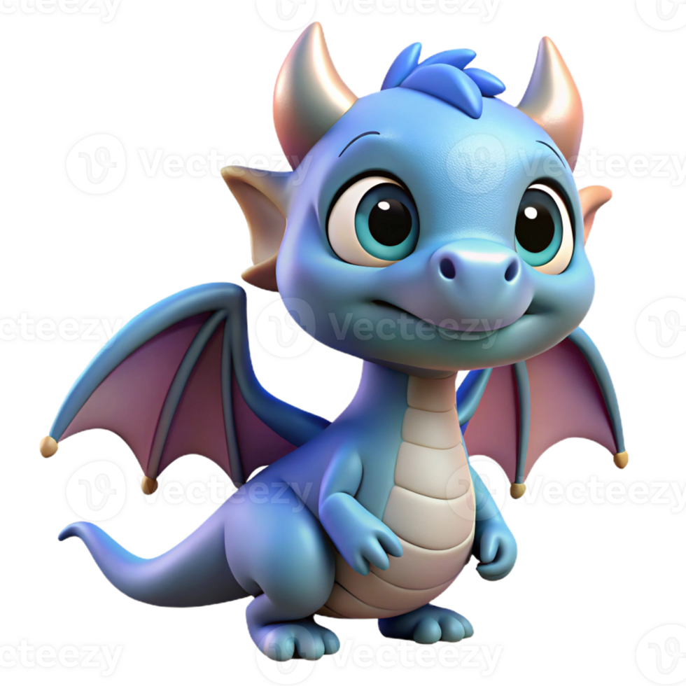 magnificent inspired A cute baby dragon, playful expression, small wings with Transparent Background png