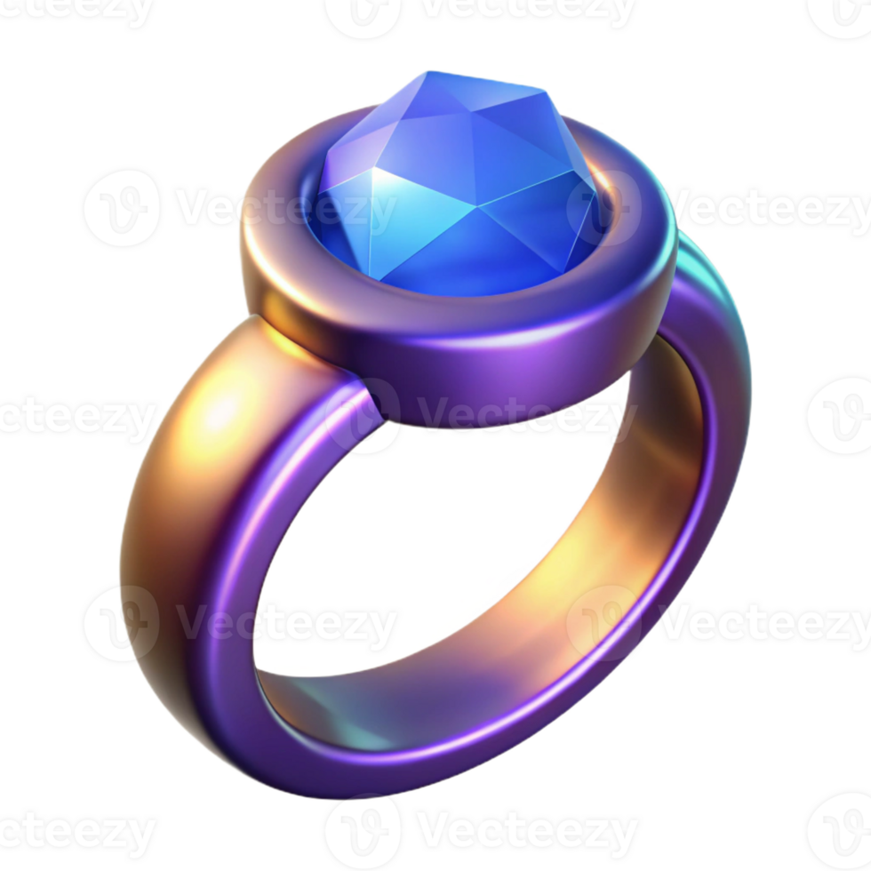 gorgeous dynamic abstract A realistic magic ring, glowing gemstone with Transparent Background original png