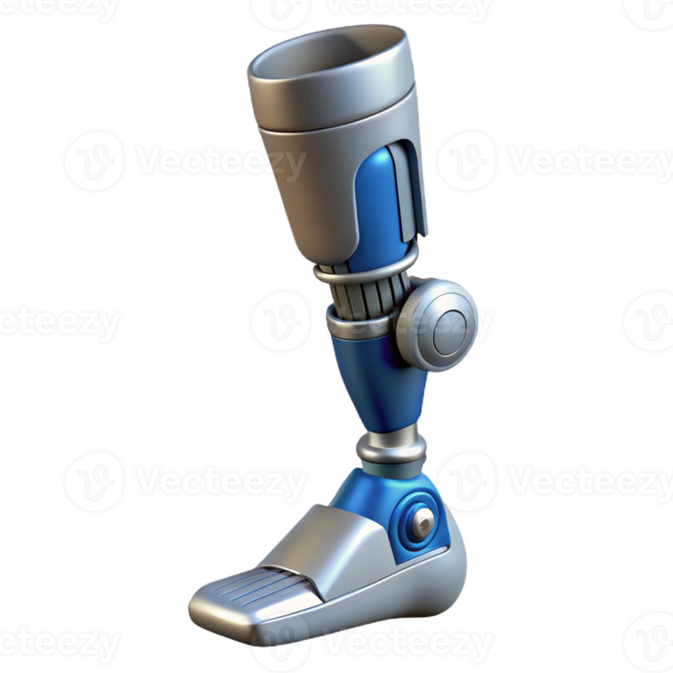 sought-after vintage Professional render, concept art style, biomechanical leg prosthesis with hydraulic suspension, isolated cutout with Transparent Background exclusive png