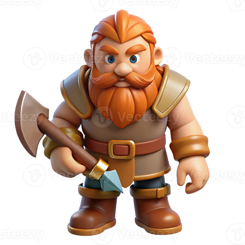 impressive ethereal classic A stylized dwarf, bearded, holding an axe with Transparent Background original png