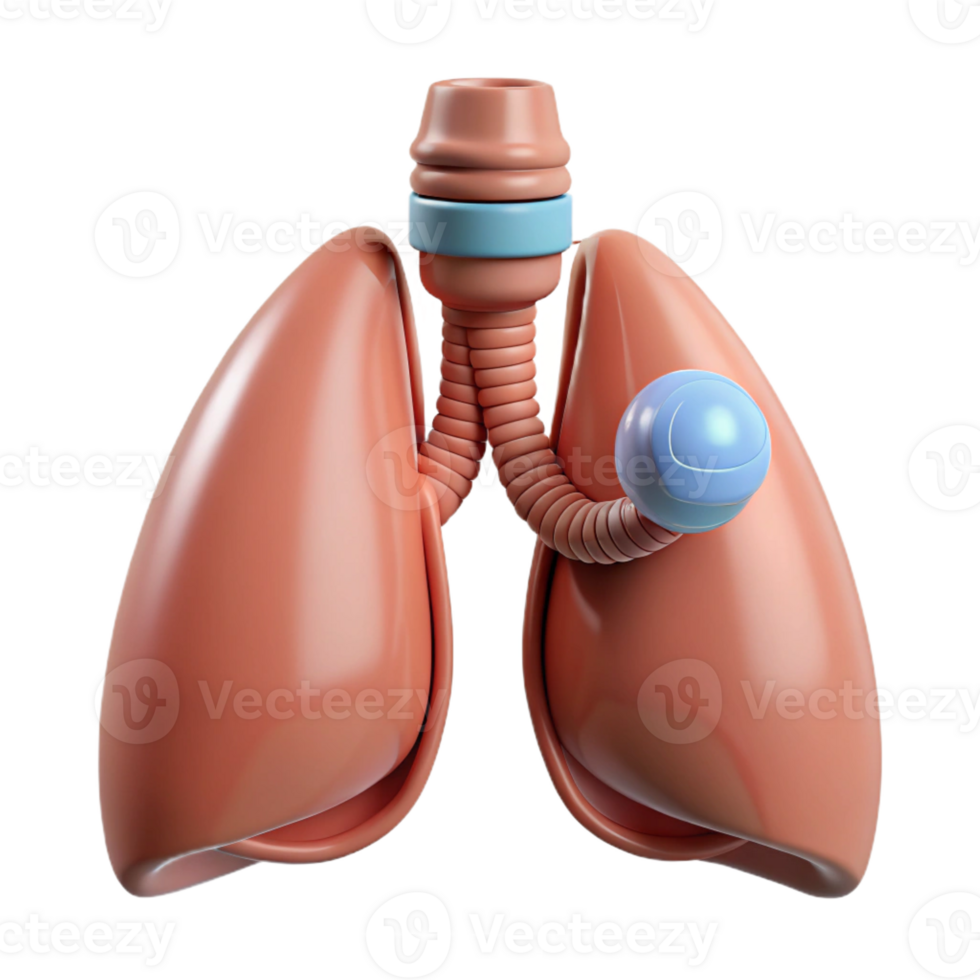 inspired art deco Ultra-detailed, isolated cutout, biomechanical lung with filtration system with Transparent Background professional png