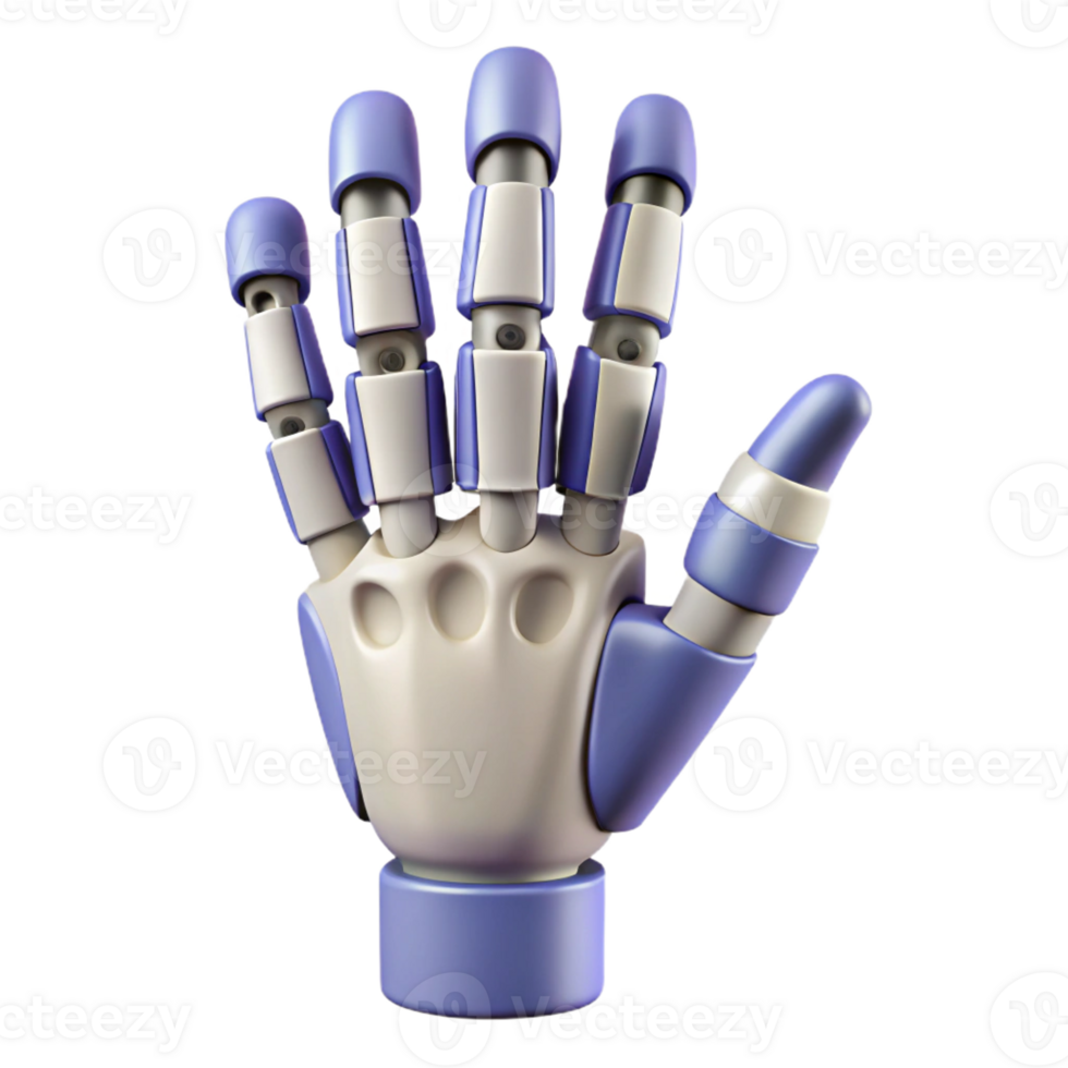 pristine tranquil artistic Ultra-detailed, photorealistic professional render of a single biomechanical finger with articulated joints with Transparent Background professional png