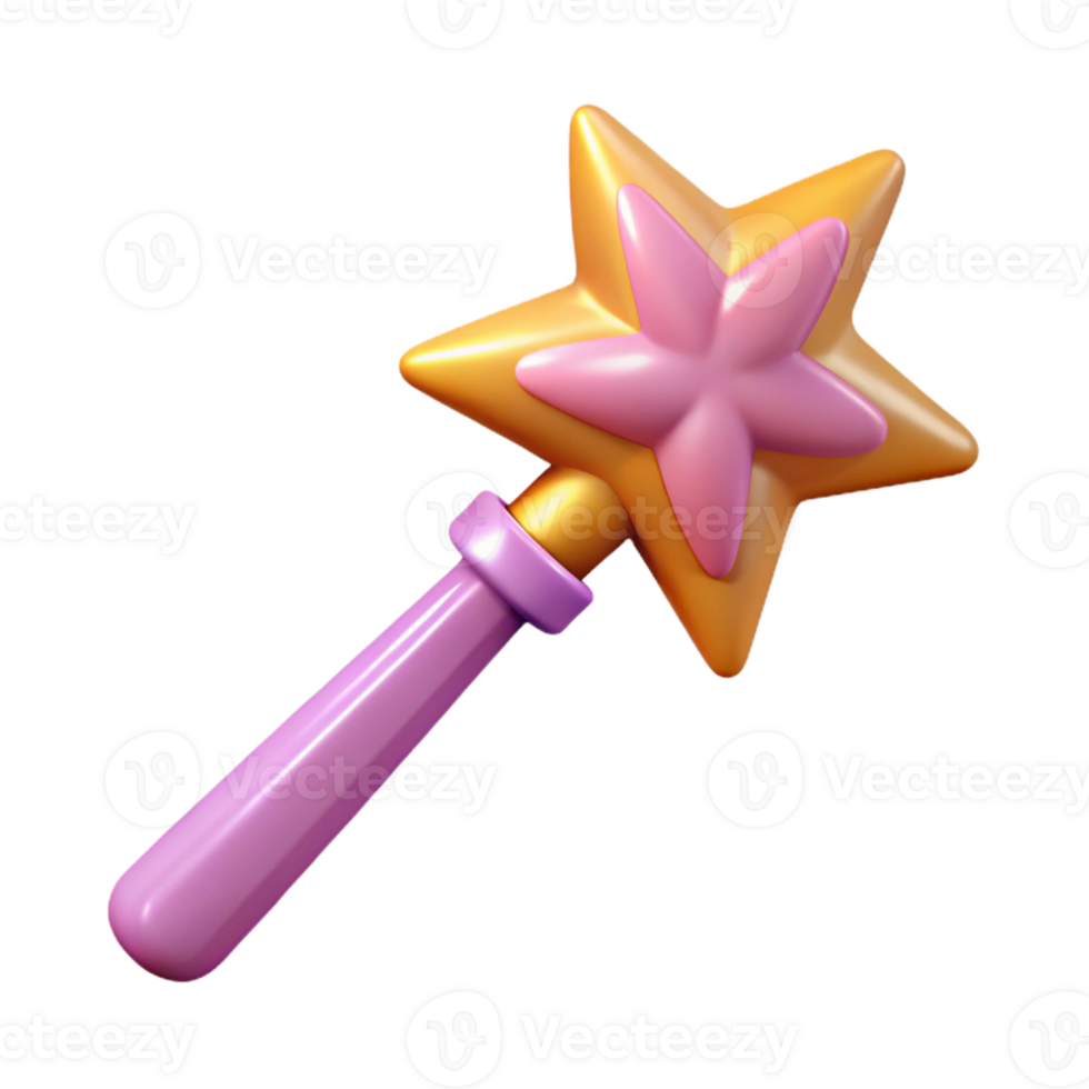 intense stunning A cartoon fairy wand, star on top, sparkly with Transparent Background 8K png