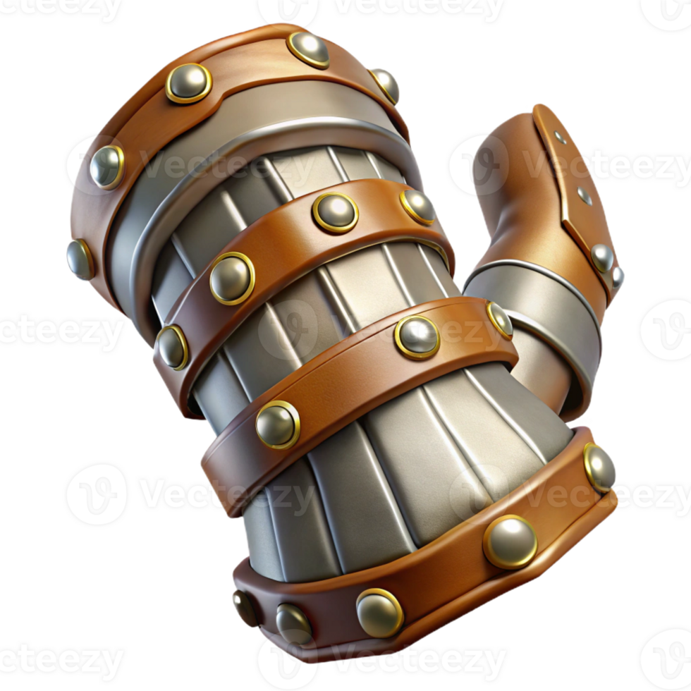 wonderful dreamy nordic A detailed gauntlet, metal plates, leather straps with Transparent Background gallery standard png