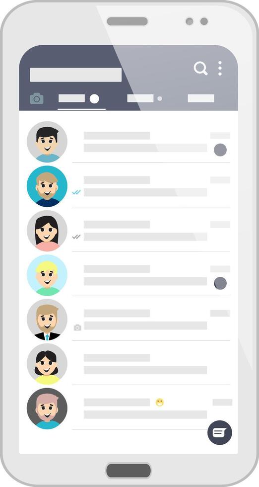 Mobile Chat Application, Contact List on Smartphone Screen vector