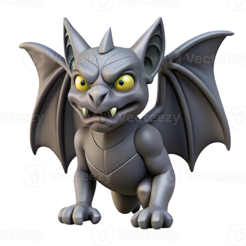 striking elegant A stylized gargoyle, stone wings, menacing expression with Transparent Background authentic png