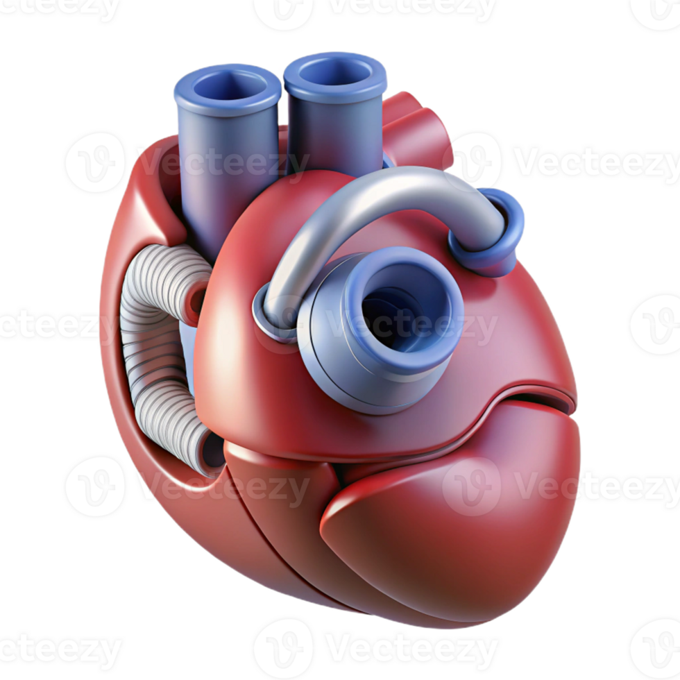timeless art deco Ultra-detailed, isolated cutout, biomechanical artificial heart valve, professional render with Transparent Background high resolution png