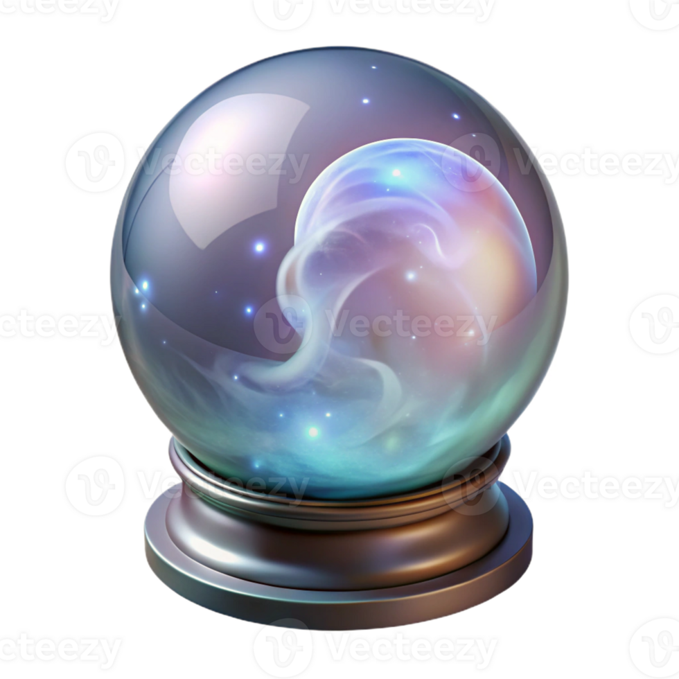 serene surreal A realistic crystal ball, swirling mist inside with Transparent Background crisp png