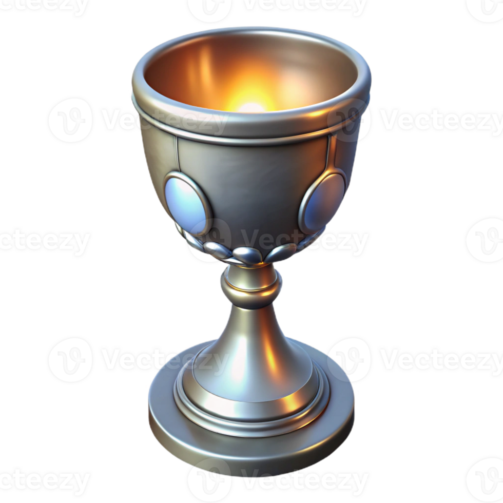 serene coveted A single, ornate silver chalice, glowing with an inner light with Transparent Background png