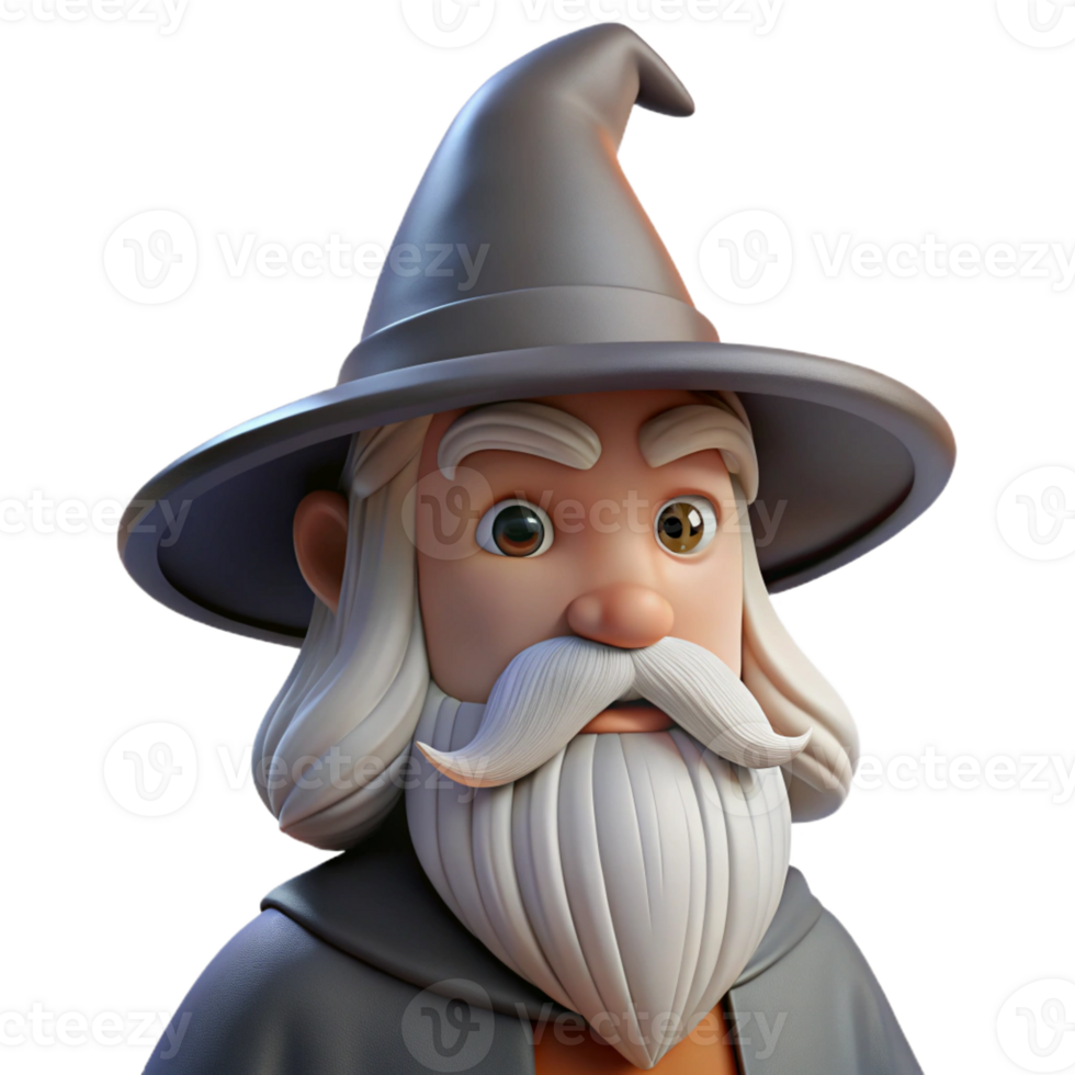 notable rustic A wise old wizard, with a long white beard and pointed hat with Transparent Background refined png