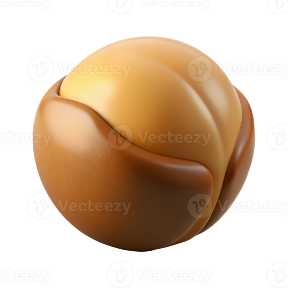 exceptional victorian Professional render hyper-specific image of a single macadamia nut, shelled, with Transparent Background artisan png