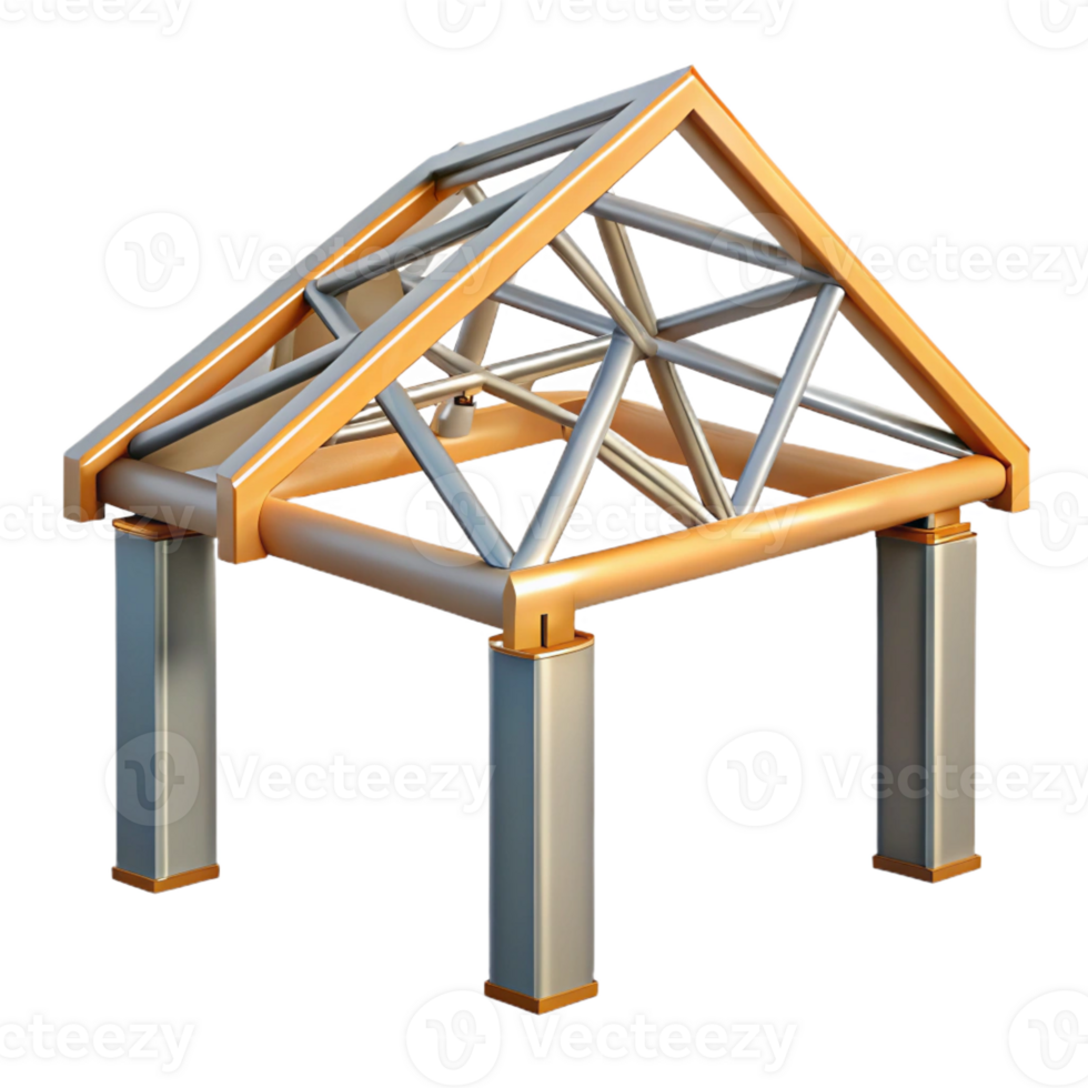radiant bold retro Truss roof structural element, with Transparent Background high resolution png
