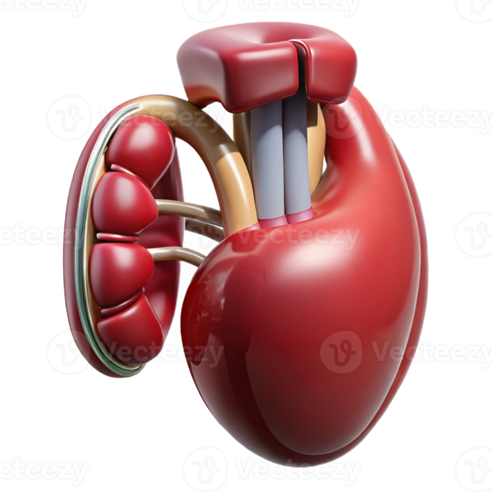 wonderful peaceful coastal Hyper-specific, photorealistic render of a biomechanical artificial kidney, isolated cutout with Transparent Background detailed png