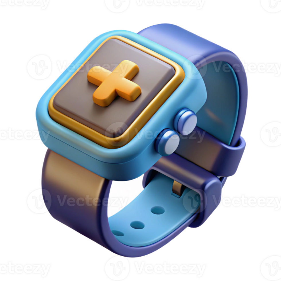 fascinating retro Concept art style, professional render, biomechanical wristwatch with integrated health monitoring, isolated cutout with Transparent Background original png