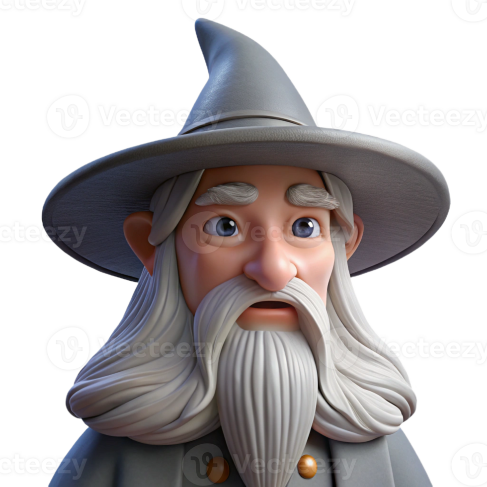 inspired rustic A wise old wizard, with a long white beard and pointed hat with Transparent Background masterfully captured png
