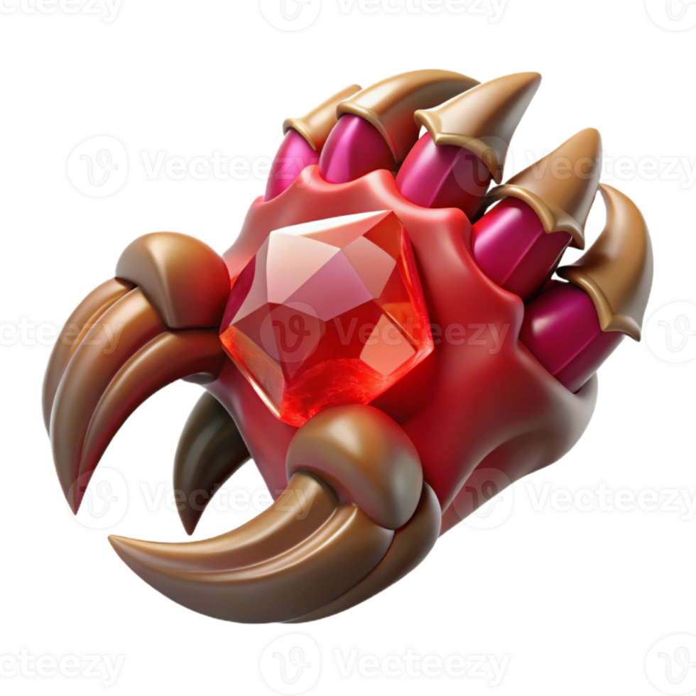 serene harmonious geometric A menacing dragon claw, clutching a ruby with Transparent Background exclusive png
