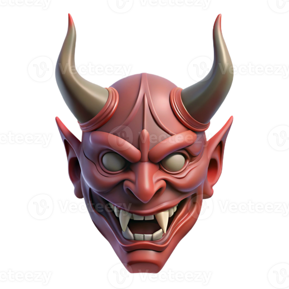 radiant bold abstract A horned demon mask, intricately carved with Transparent Background sharp png