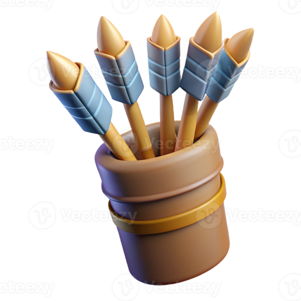 tranquil exquisite A quiver full of magical arrows, fletched with feathers with Transparent Background top-tier png