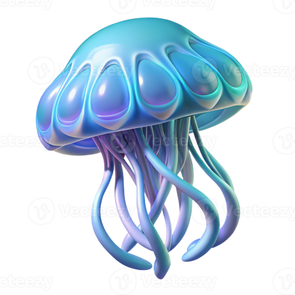 gorgeous intense classic Concept art style, isolated cutout of a single, bioluminescent, fractal-shaped jellyfish, pulsating with intricate inner light patterns with Transparent Background authentic png