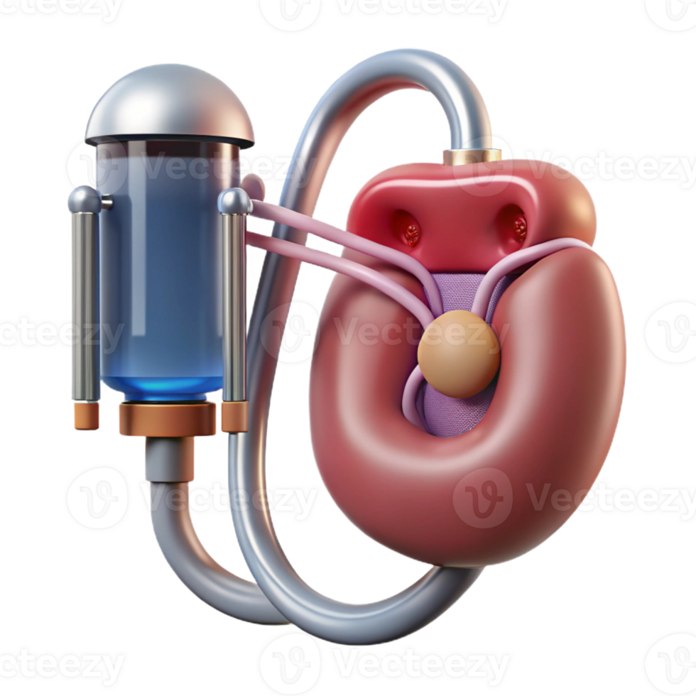 majestic nostalgic artistic Ultra-detailed, concept art style, isolated cutout biomechanical kidney with nanite filtration system and waste disposal port with Transparent Background gallery standard png
