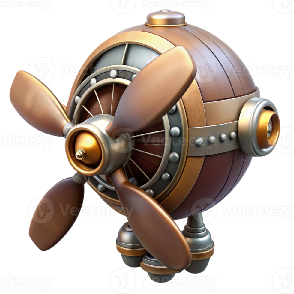 mysterious beautiful A steampunk airship propeller, highly detailed with Transparent Background high quality png