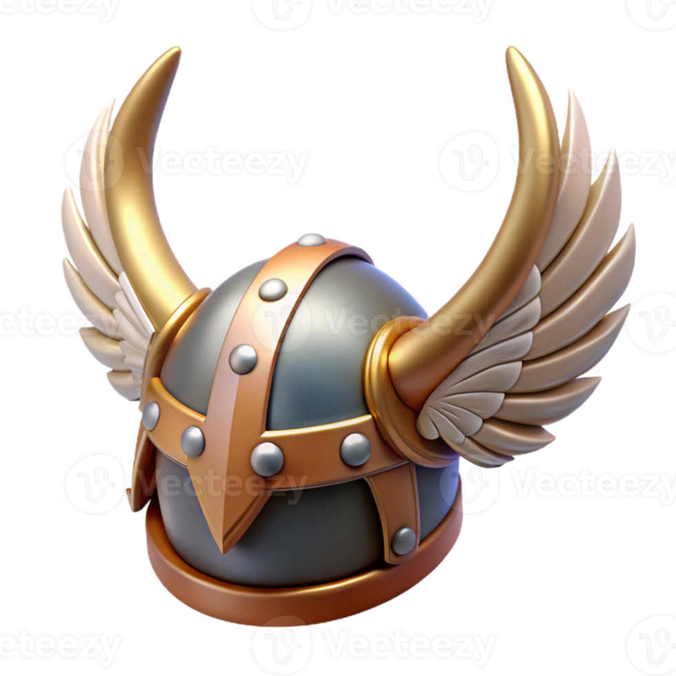 dynamic glorious A winged helmet, adorned with feathers and horns with Transparent Background refined png