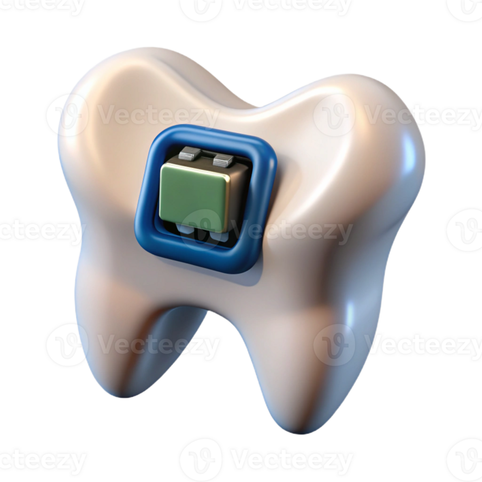 impressive sought-after Photorealistic, ultra-detailed render of a single biomechanical tooth with integrated data port, isolated cutout with Transparent Background png