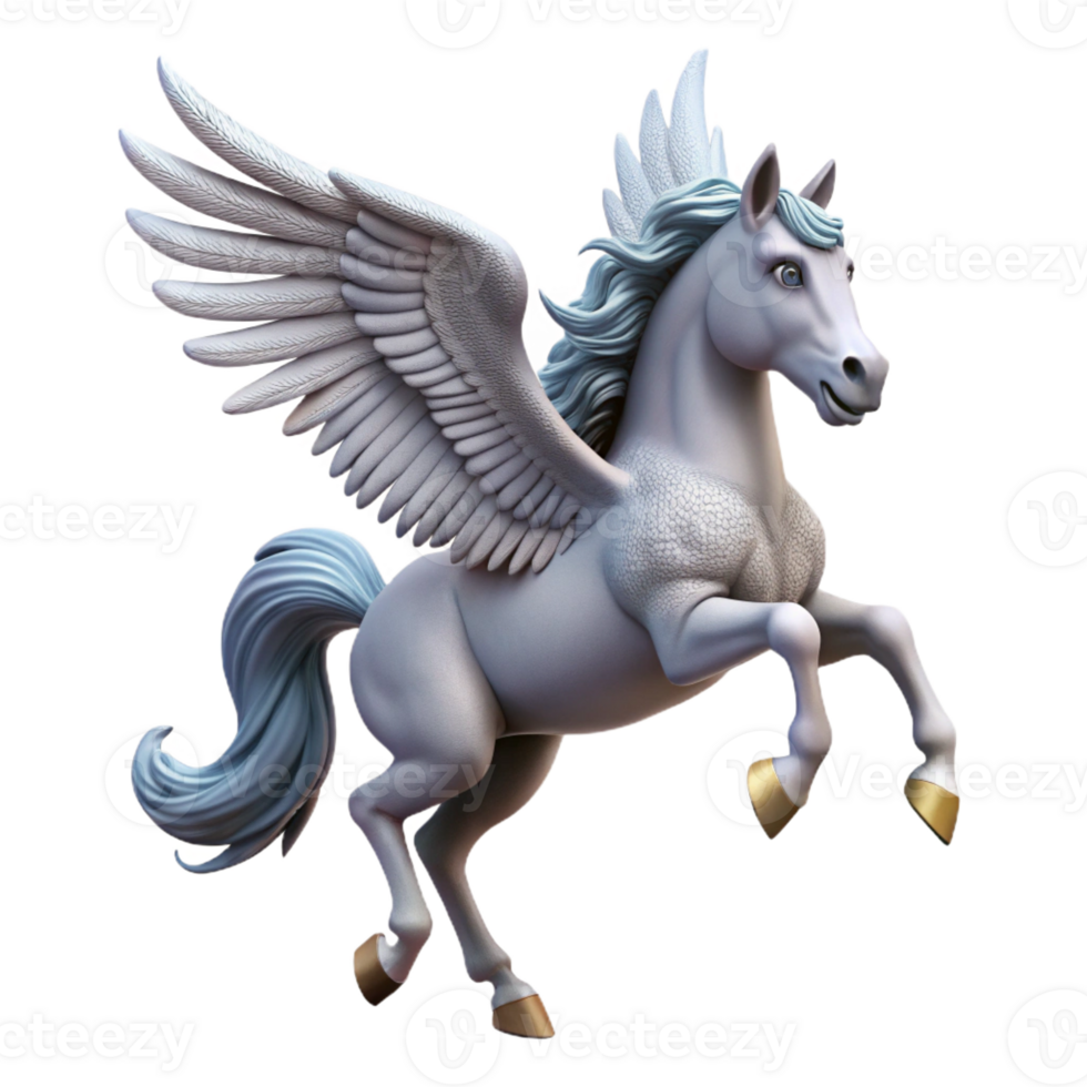 radiant bold industrial A winged horse Pegasus, rearing up with Transparent Background refined png