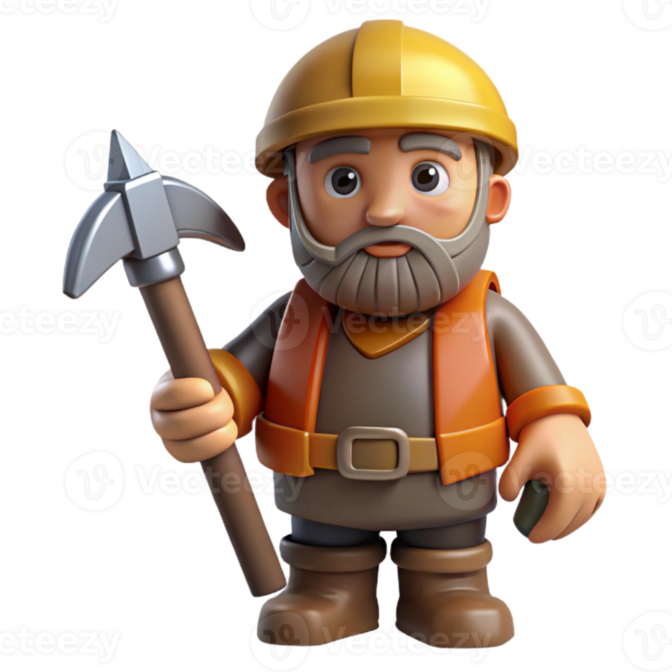 unparalleled organic A dwarf miner, holding a pickaxe with Transparent Background handcrafted png