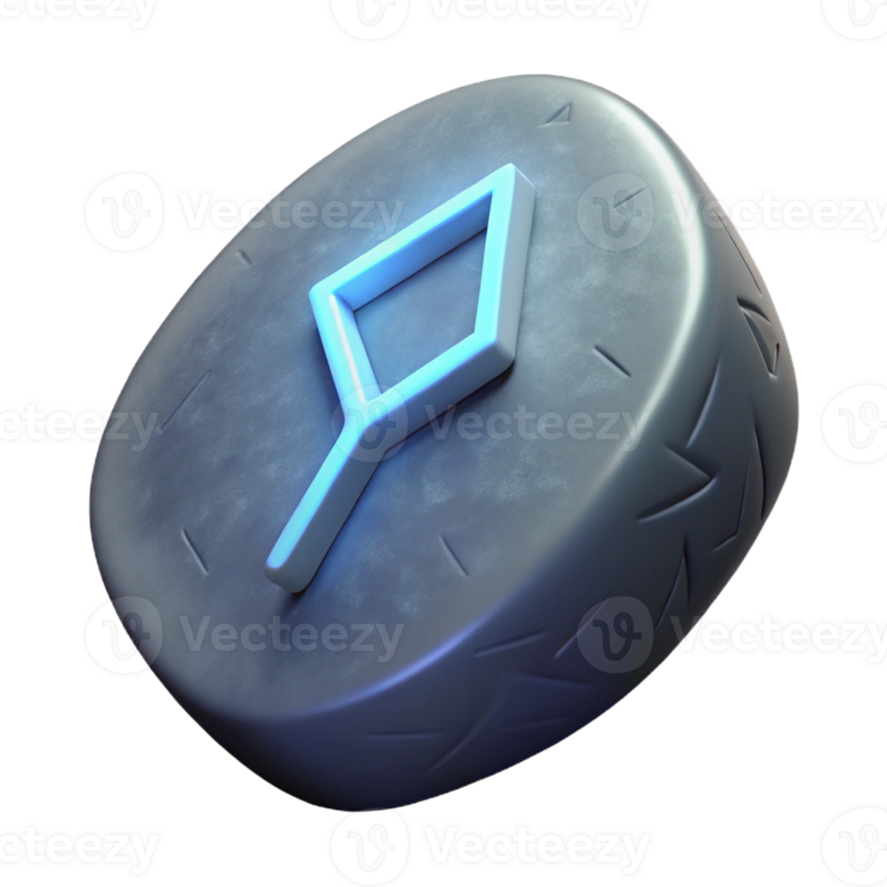 sumptuous geometric A single, etched rune stone, glowing faintly with Transparent Background authentic png