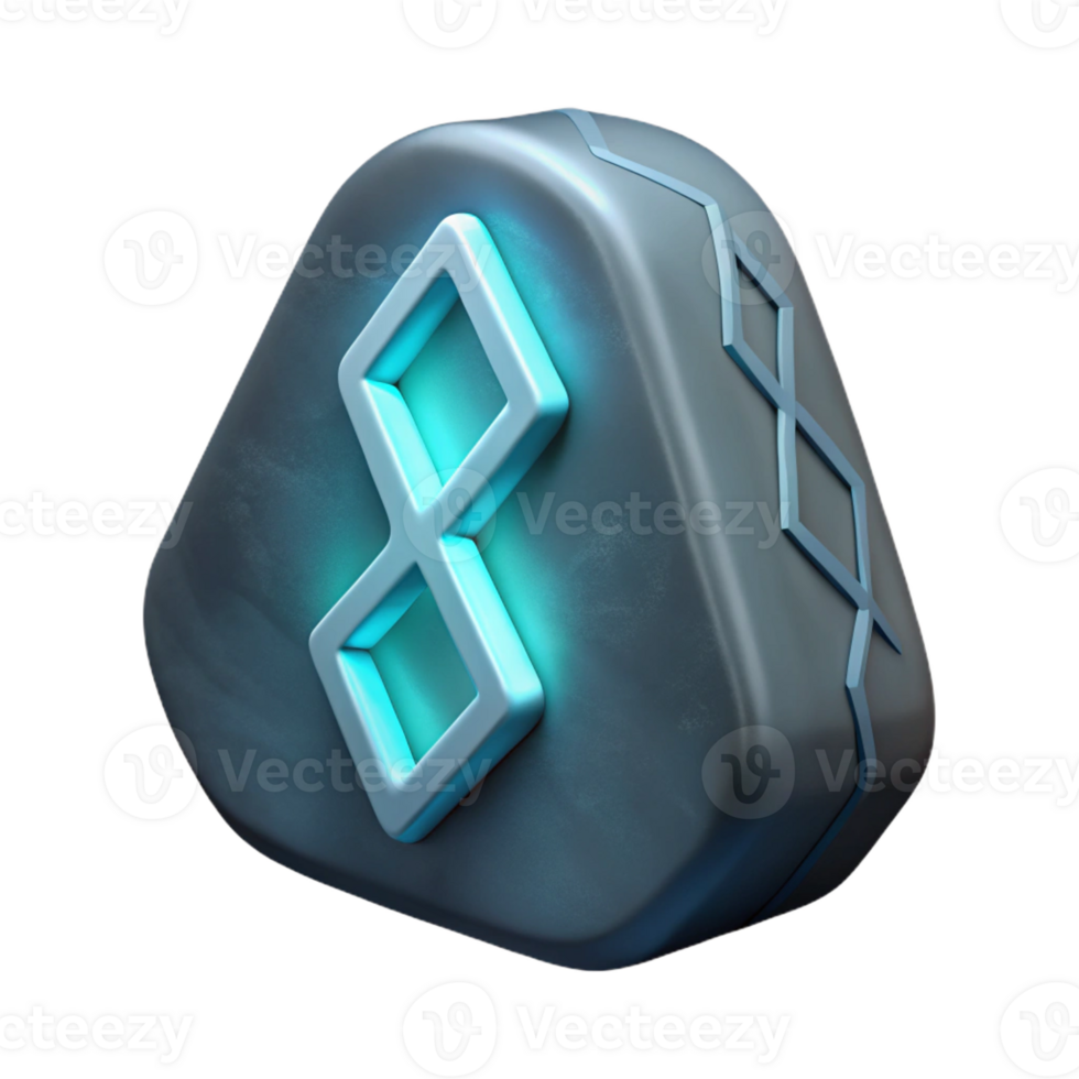 signature art deco A single, etched rune stone, glowing faintly with Transparent Background masterfully captured png