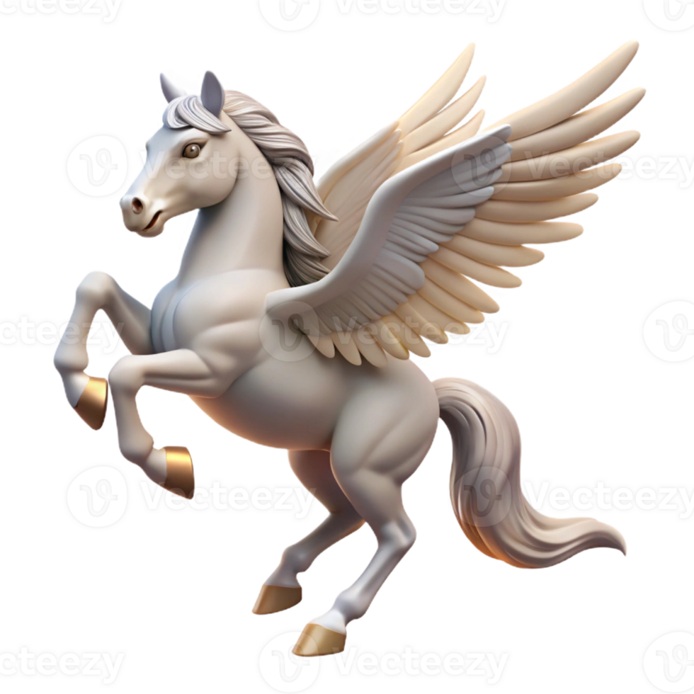 wonderful unforgettable A winged horse Pegasus, rearing up with Transparent Background png