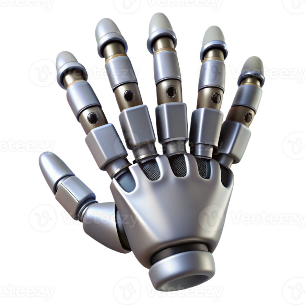 immaculate tranquil renaissance Professional render, ultra-detailed, photorealistic biomechanical hand with retractable claws with Transparent Background artisan png