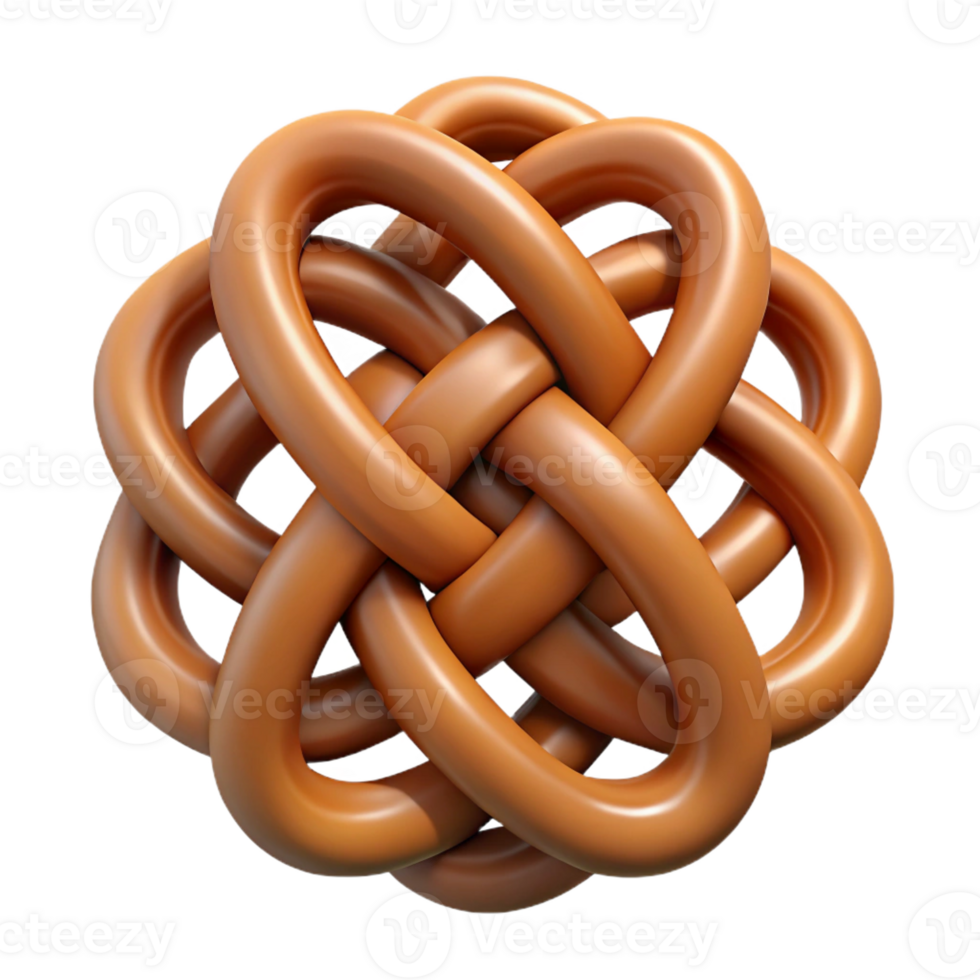 dazzling creative Concept art style, isolated cutout of a single, intricate, Celtic knot carved from polished wood with Transparent Background high resolution png