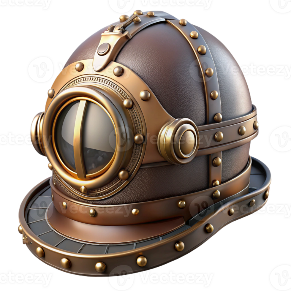 serene harmonious art deco Steampunk helmet with intricate metalwork and tinted visor with Transparent Background 8K png