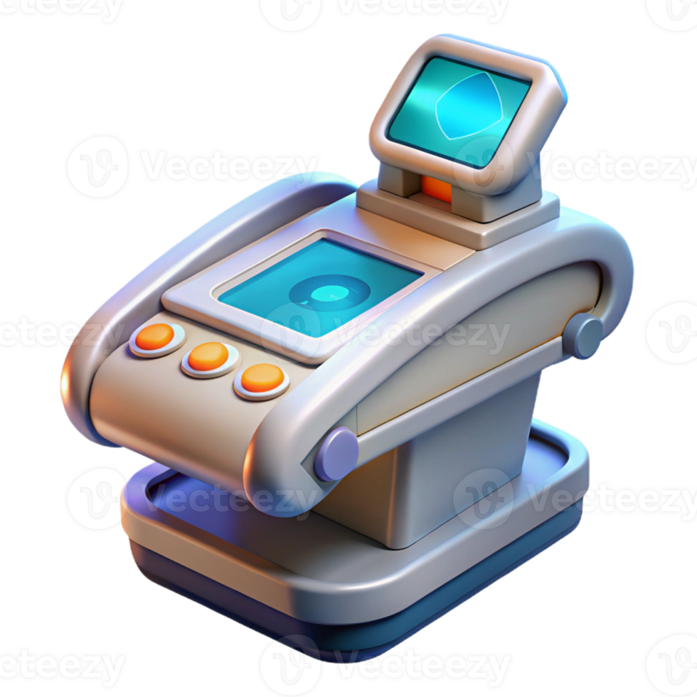 serene creative Futuristic medical scanner, handheld device, digital display with Transparent Background sharp png