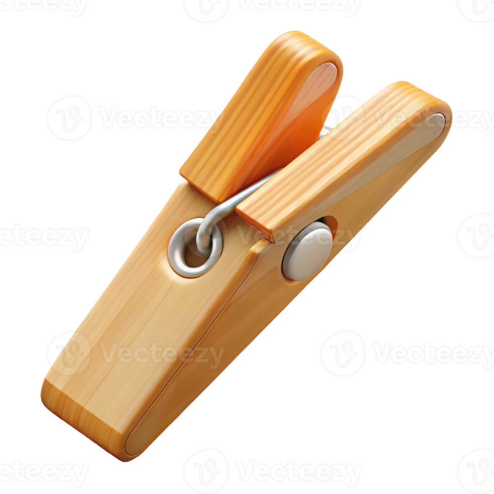 spectacular surreal Photorealistic, hyper-specific, ultra-detailed concept art of a single wooden clothespin, isolated cutout with Transparent Background genuine png