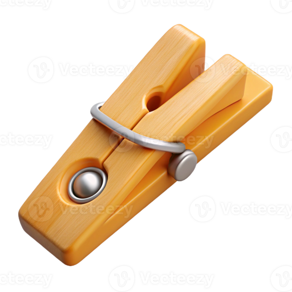 signature geometric Photorealistic, hyper-specific, ultra-detailed concept art of a single wooden clothespin, isolated cutout with Transparent Background detailed png