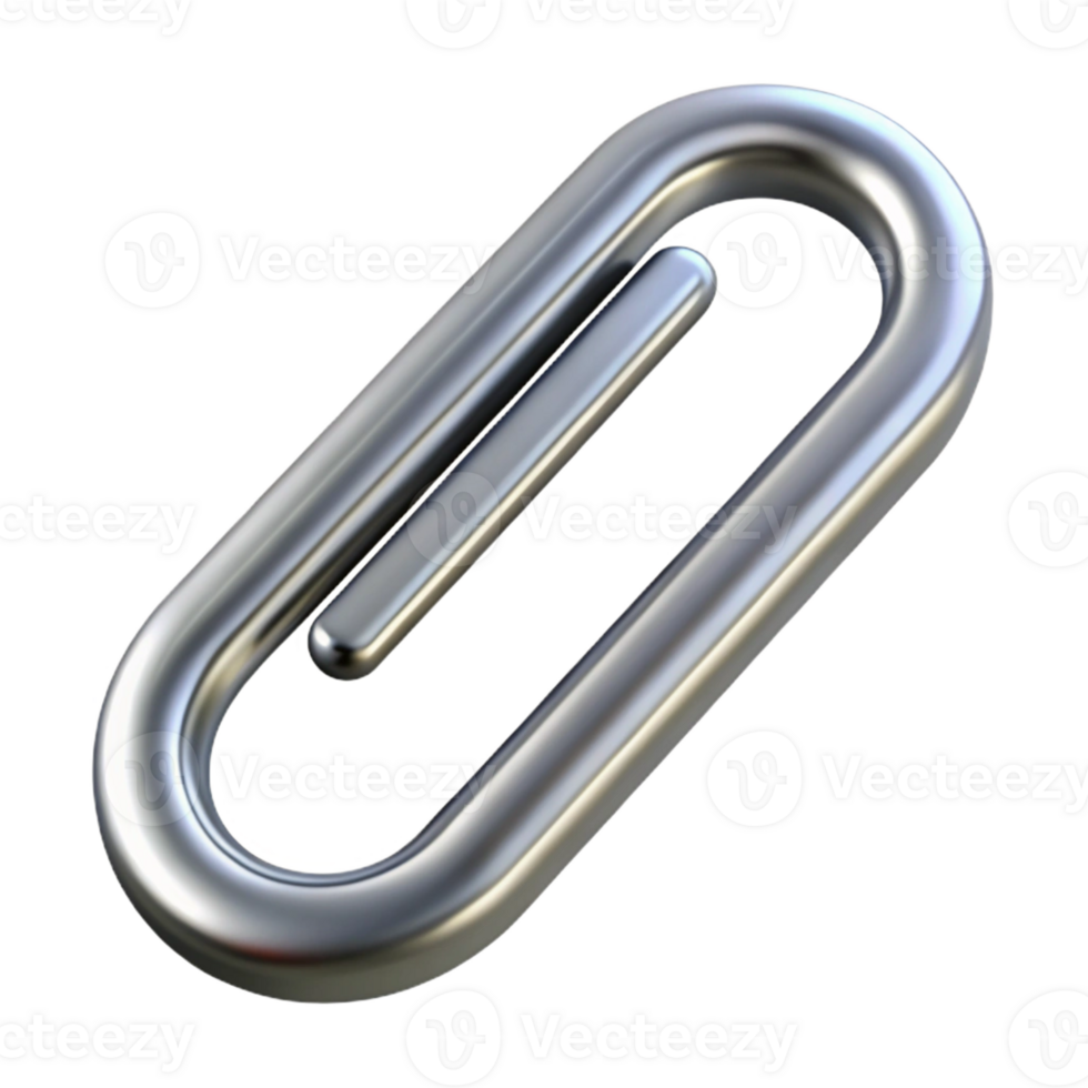 magnificent harmonious renaissance Ultra-detailed, concept art style, isolated cutout of a single paperclip, silver, unbent with Transparent Background high resolution png