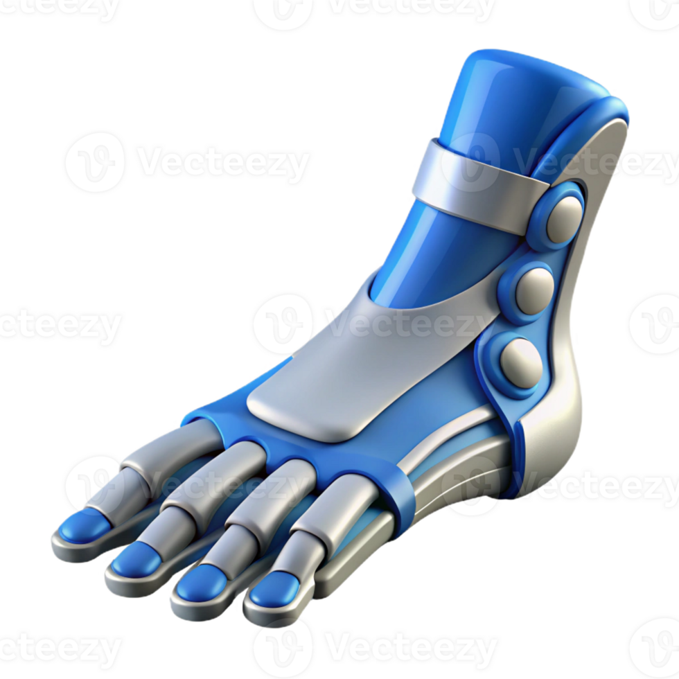 elegant vintage Professional render, ultra-detailed, photorealistic biomechanical foot with enhanced gripping pads with Transparent Background studio quality png