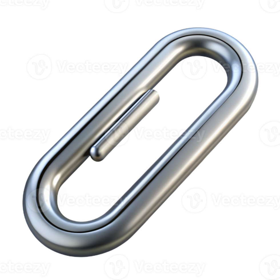 spectacular avant-garde Ultra-detailed, concept art style, isolated cutout of a single paperclip, silver, unbent with Transparent Background detailed png