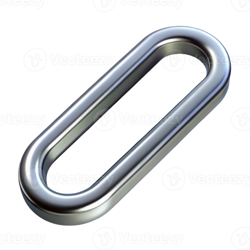 pristine inspired Ultra-detailed, concept art style, isolated cutout of a single paperclip, silver, unbent with Transparent Background png